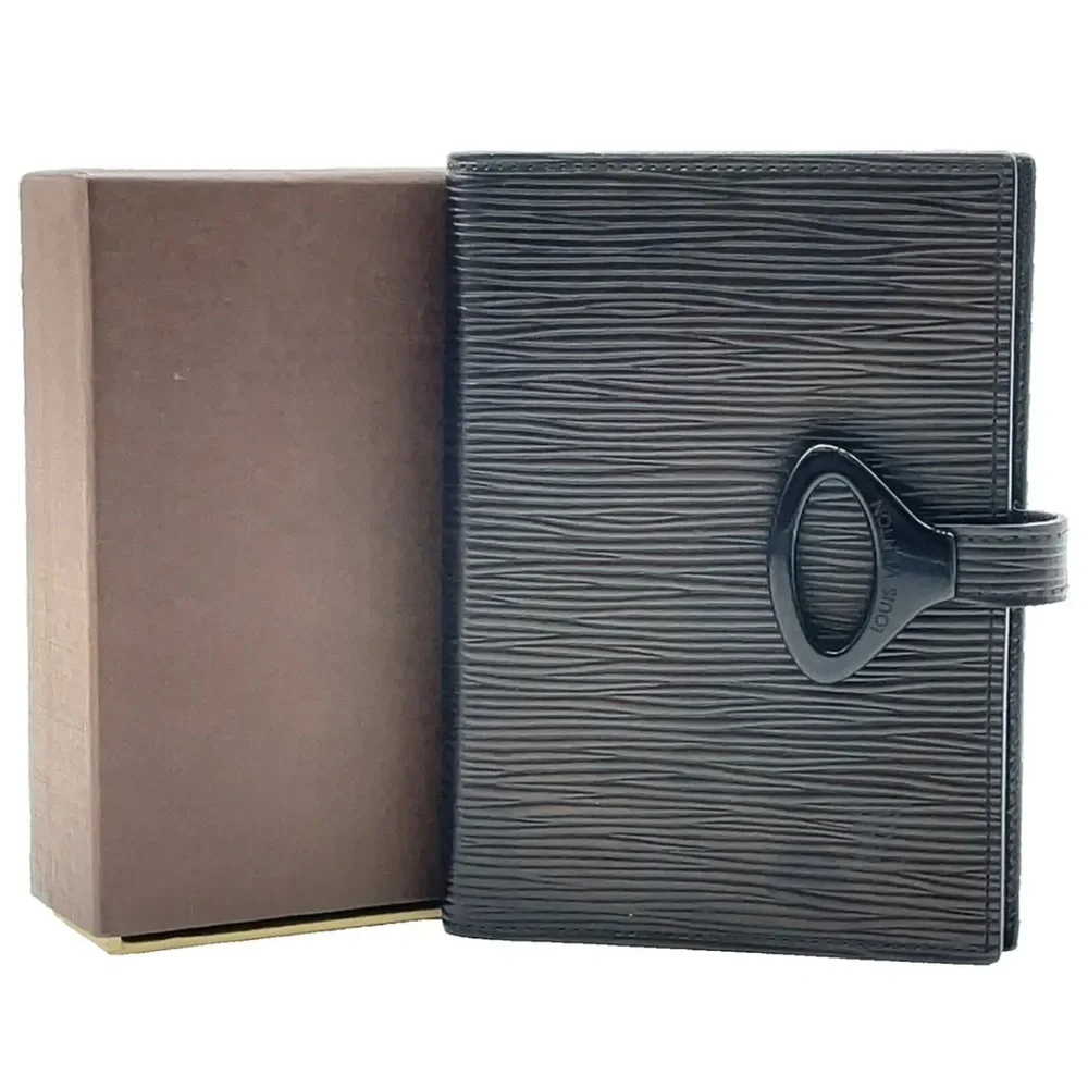 Authentic Louis Vuitton Epi Noir Agenda PM R20092 Day Palnner W/Box GUC